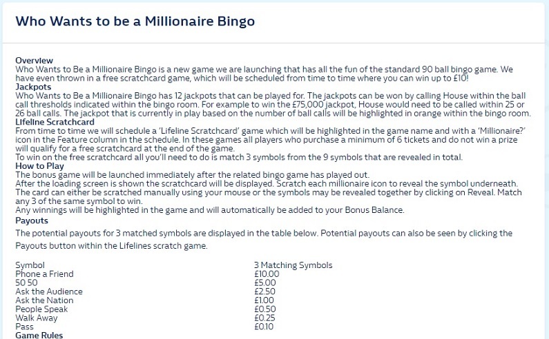 William Hill Bingo Game Rules